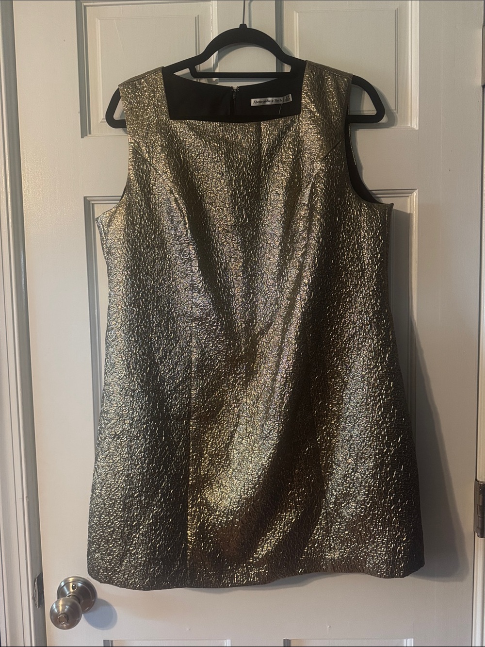 NEW Abercrombie & Fitch Metallic Gold Mini Dress Size Large Petite